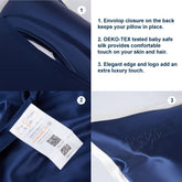 King-size 22 Momme Mulberry Silk Pillow Sham - Navy Blue + Cream
